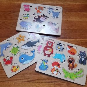 🦋 3/$12 Set of 3 Wooden Animal Puzzles